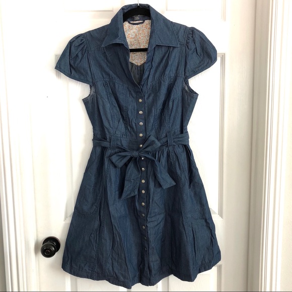 [ Sold ] Denim Retro-looking Dress, Large - Picture 1 of 7